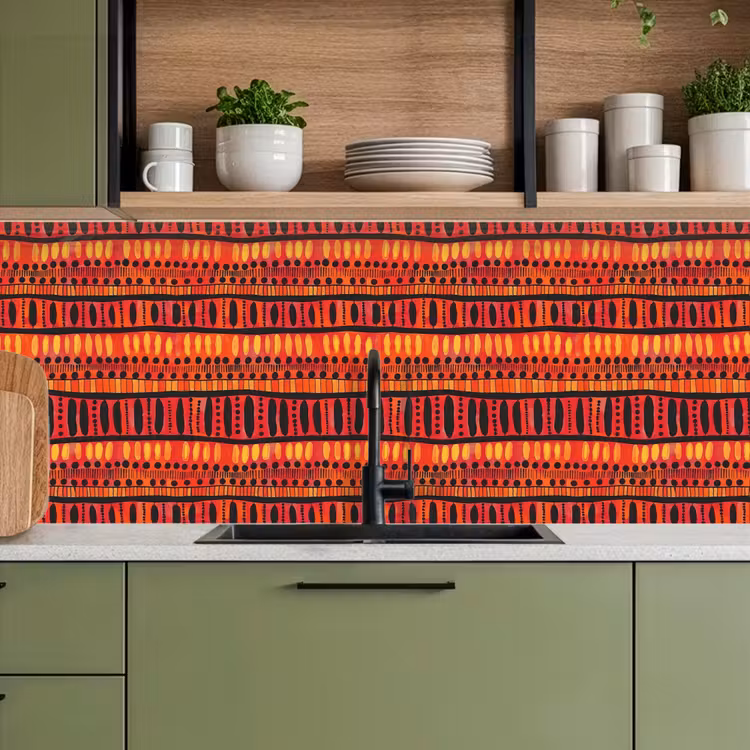 Keuken achterwand - Rood - Oranje - Etnisch - Expressief - Patroon — 8