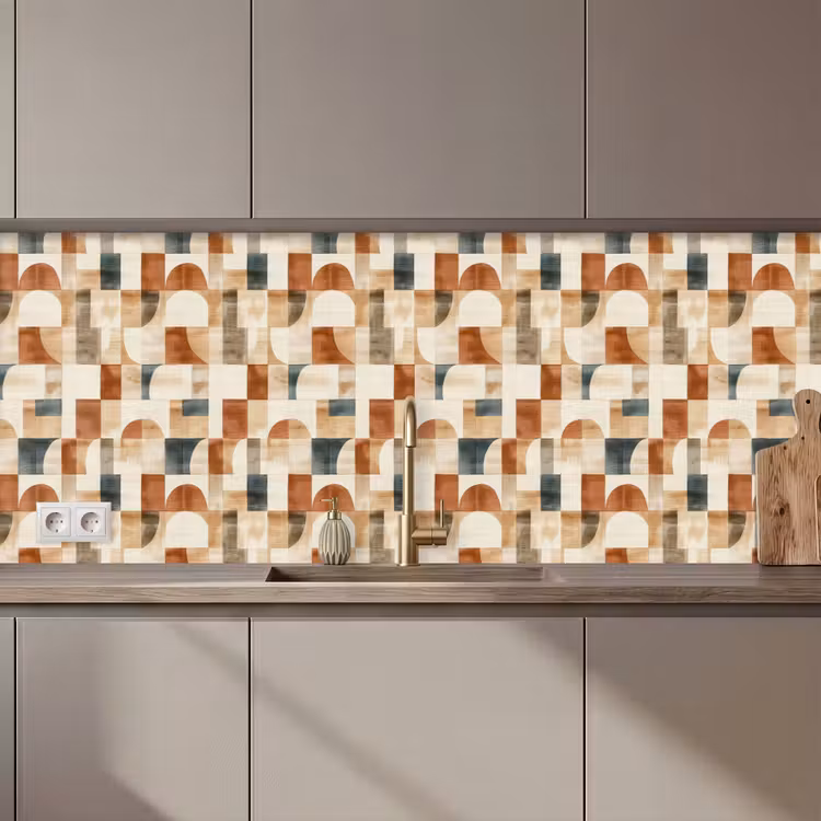 Keuken achterwand - Terracotta - Geometrisch - Aquarel - Textuur — 1