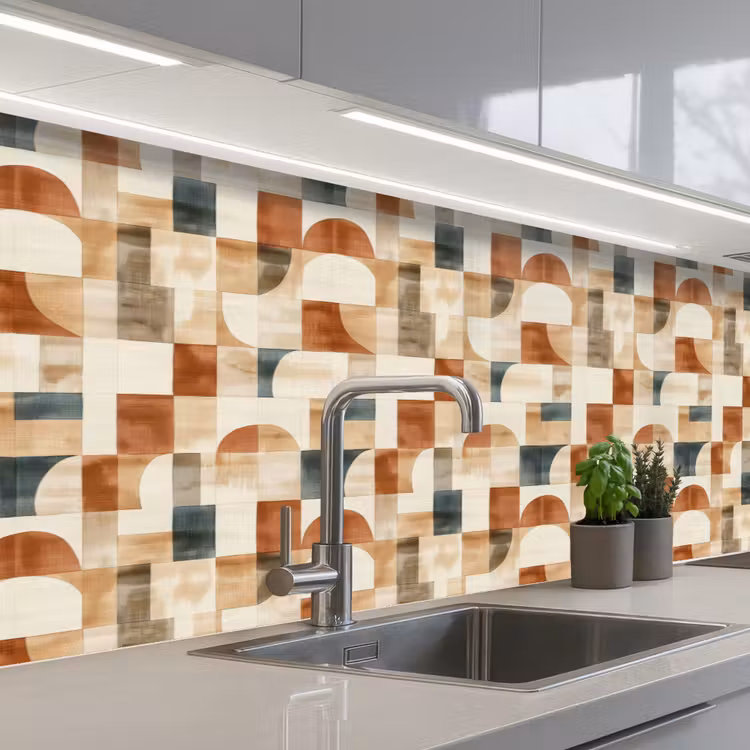 Keuken achterwand - Terracotta - Geometrisch - Aquarel - Textuur — 2