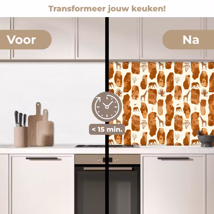 Keuken achterwand - Terracotta - Safari - Dieren - Patroon — 3