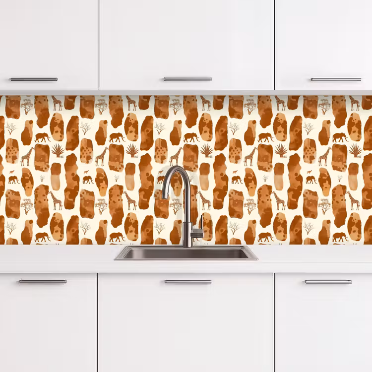 Keuken achterwand - Terracotta - Safari - Dieren - Patroon — 4