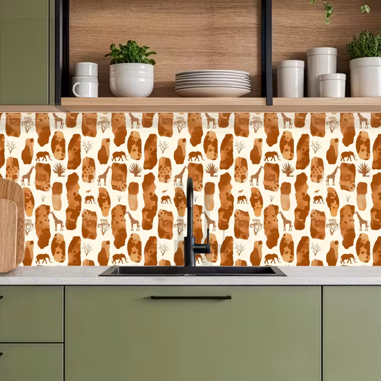 Keuken achterwand - Terracotta - Safari - Dieren - Patroon — 8