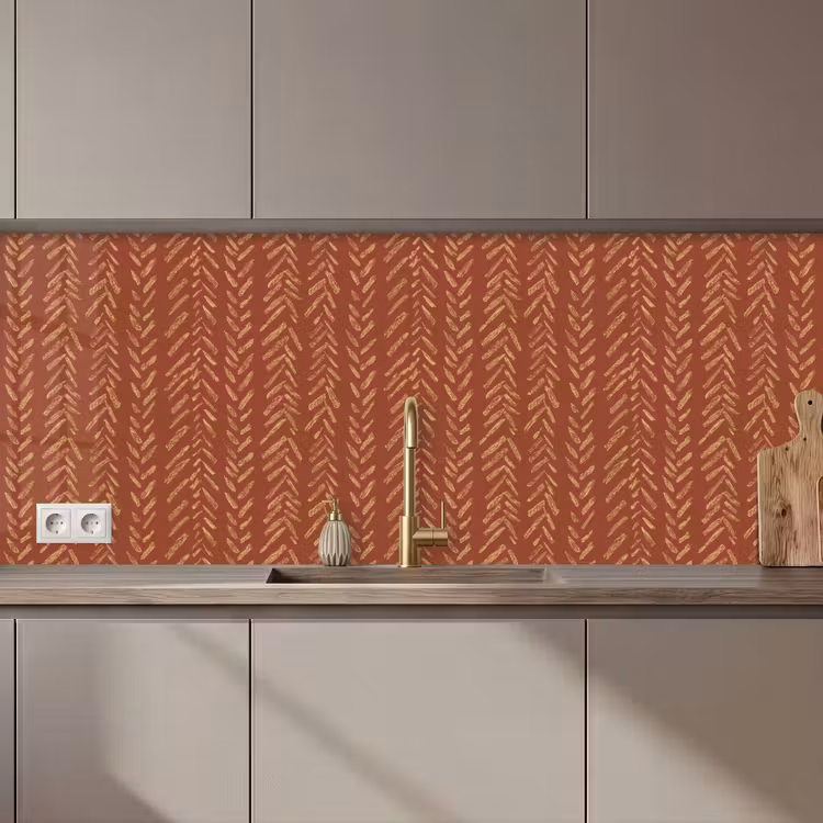 Keuken achterwand - Terracotta - Visgraat - Ambachtelijk - Patroon — 1