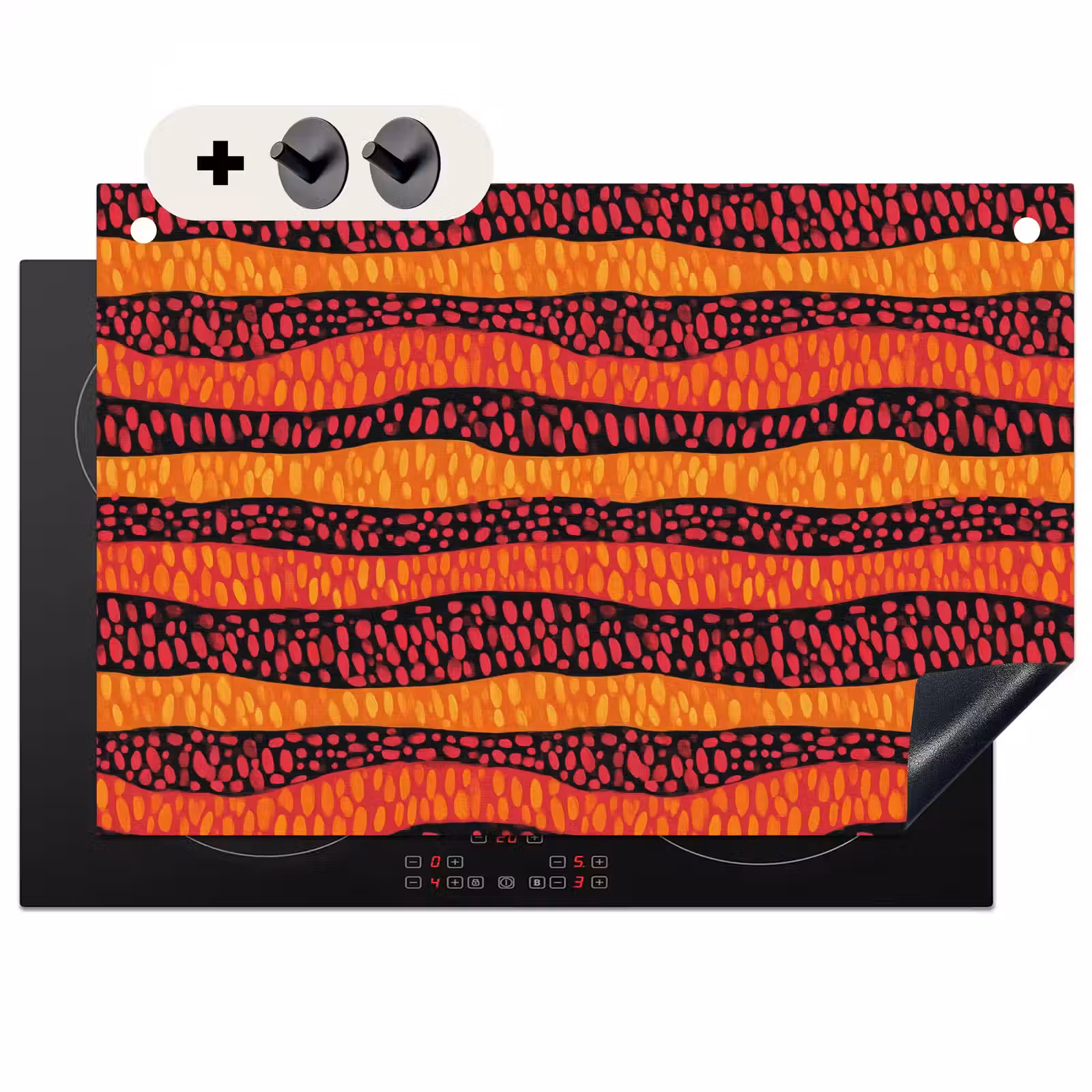 Inductiebeschermer & spatscherm (2in1) - Oranje - Roze - Expressief - Patroon — 1