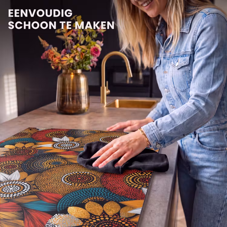 Inductiebeschermer & spatscherm (2in1) - Kleurrijk - Aboriginal - Dot Painting - Botanisch - Patroon — 5