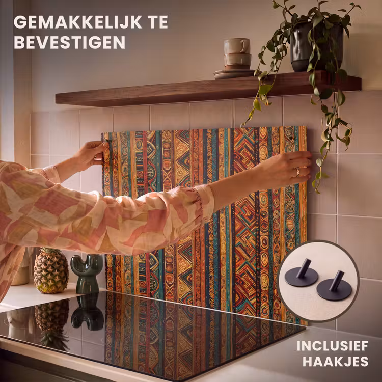 Inductiebeschermer & spatscherm (2in1) - Kleurrijk - Etnisch - Folkloristisch - Patroon — 7