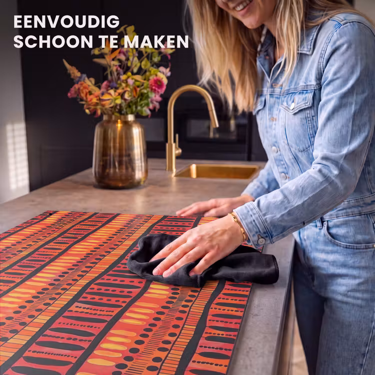 Inductiebeschermer & spatscherm (2in1) - Rood - Oranje - Etnisch - Expressief - Patroon — 5