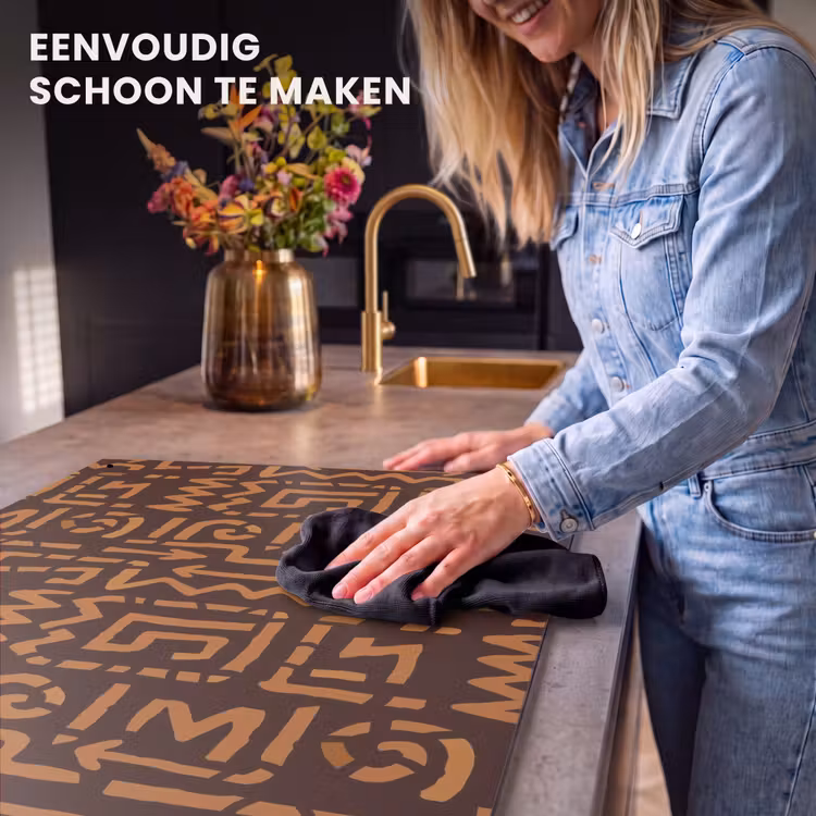 Inductiebeschermer & spatscherm (2in1) - Chocoladebruin - Etnisch - Tribaal - Symbolen — 5