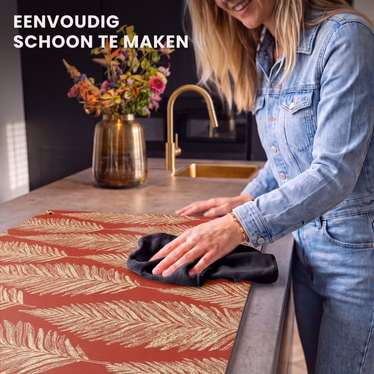 Inductiebeschermer & spatscherm (2in1) - Rood - Botanisch - Varen - Patroon — 5