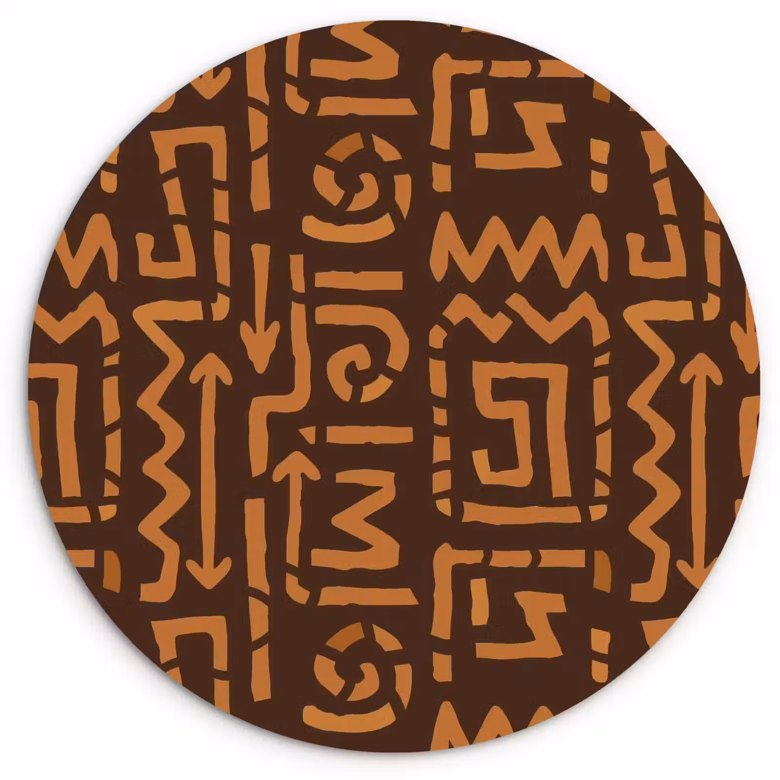 Muurcirkel - Chocoladebruin - Etnisch - Tribaal - Symbolen — 1