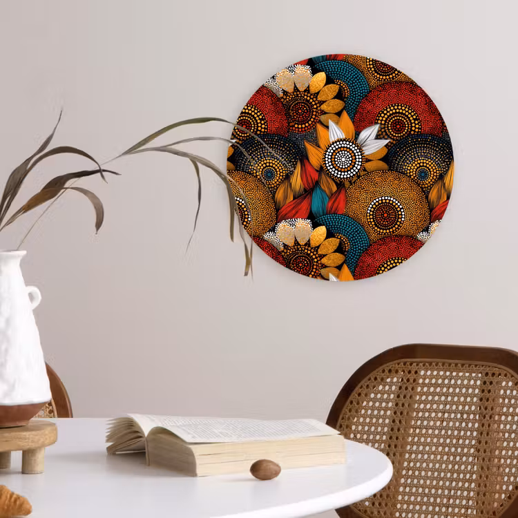 Muurcirkel - Kleurrijk - Aboriginal - Dot Painting - Botanisch - Patroon — 4
