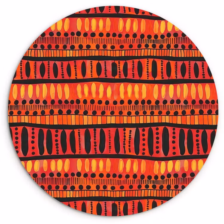 Muurcirkel - Rood - Oranje - Etnisch - Expressief - Patroon — 1