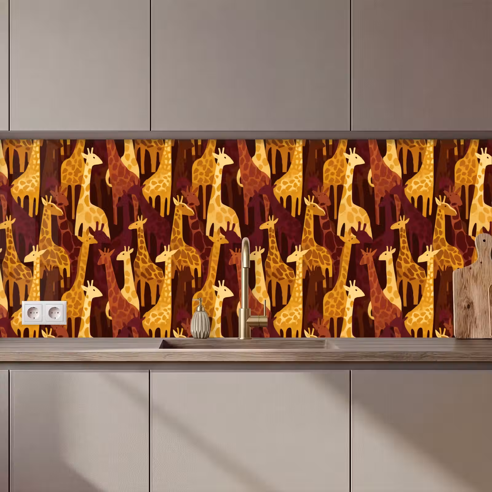 Keuken achterwand - Bruin - Giraffen - Safari - Patroon — 1