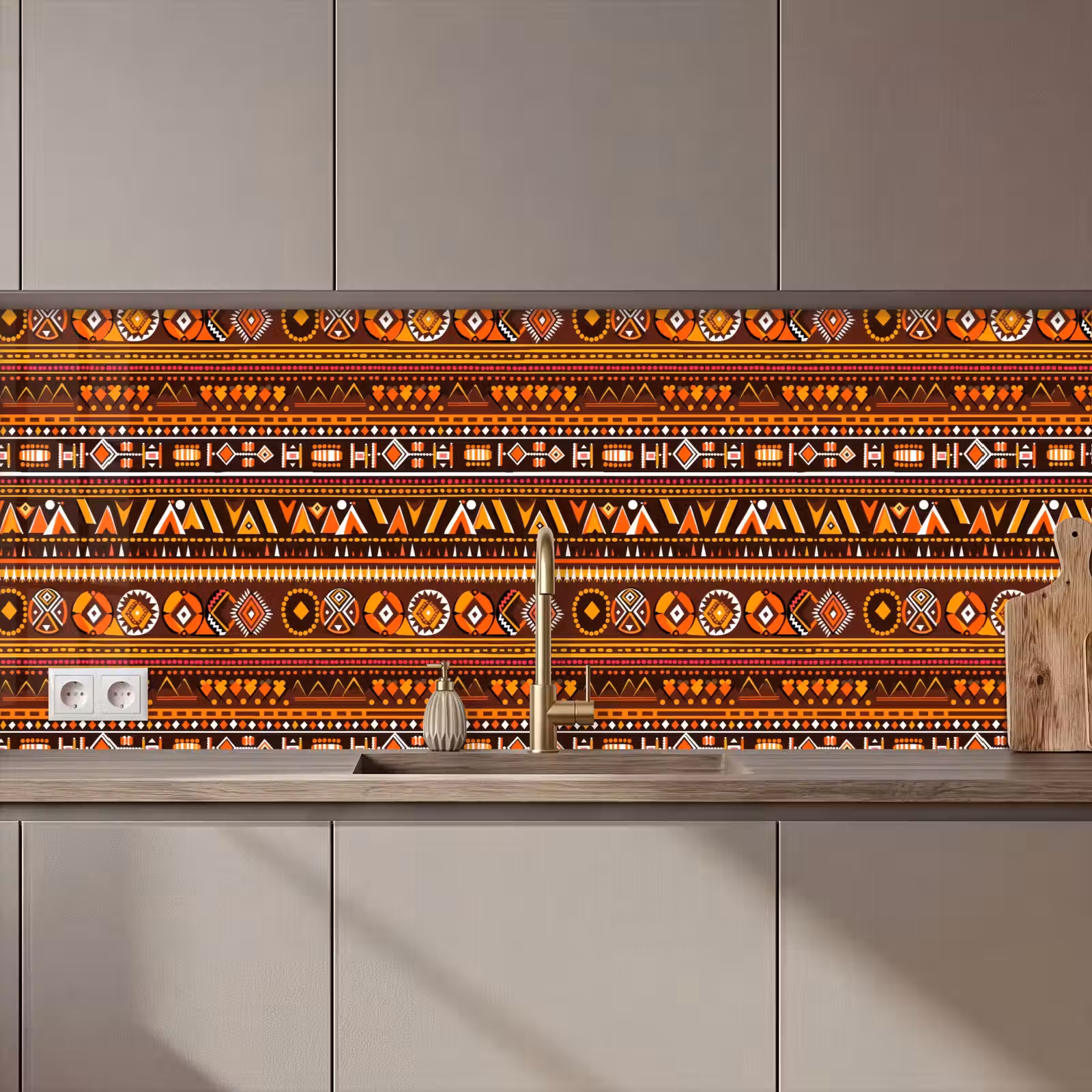 Keuken achterwand - Oranje - Etnisch - Tribaal - Geometrisch - Patroon — 1