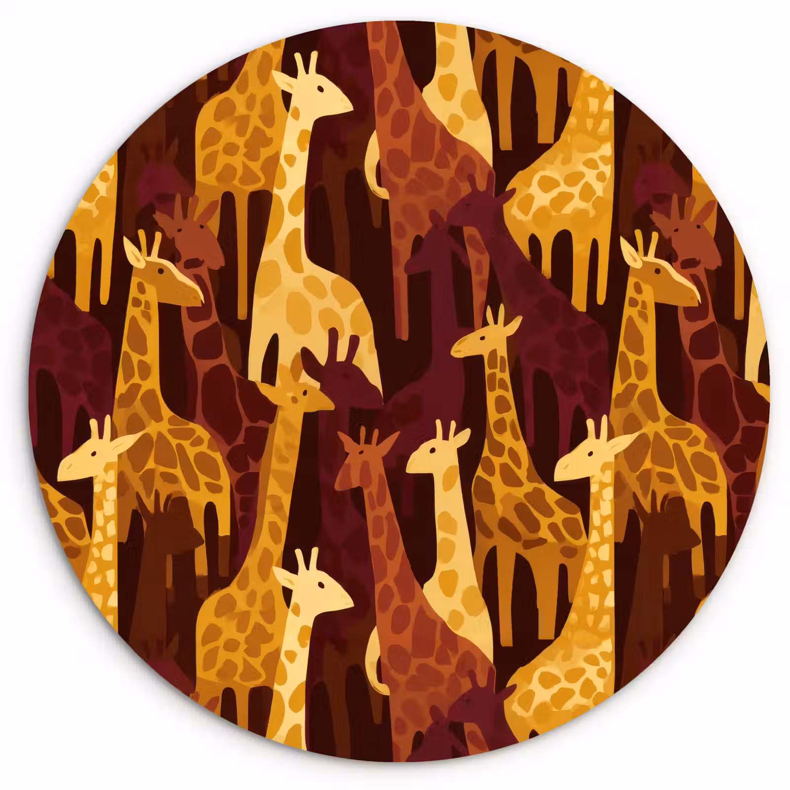 Muurcirkel - Bruin - Giraffen - Safari - Patroon — 1