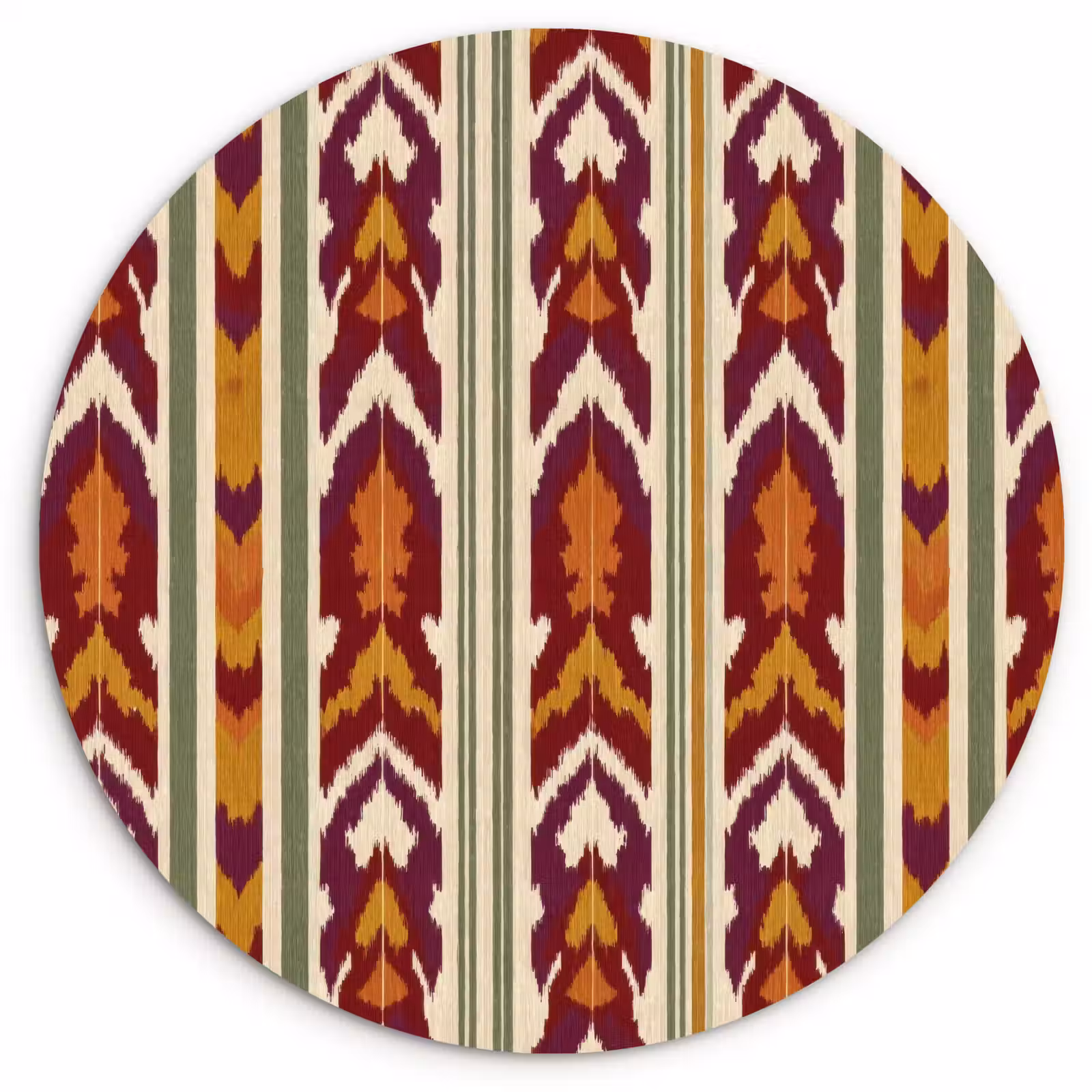 Muurcirkel - Ikat - Bordeauxrood - Etnisch - Patroon — 1