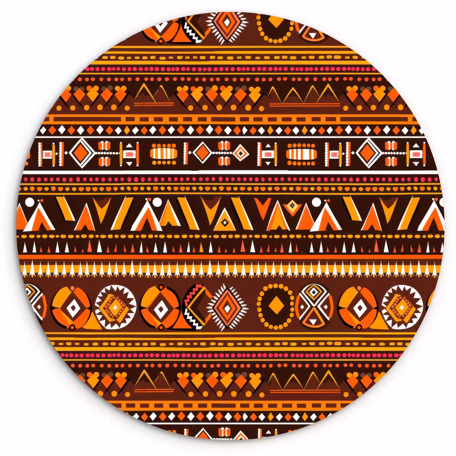Muurcirkel - Oranje - Etnisch - Tribaal - Geometrisch - Patroon — 1
