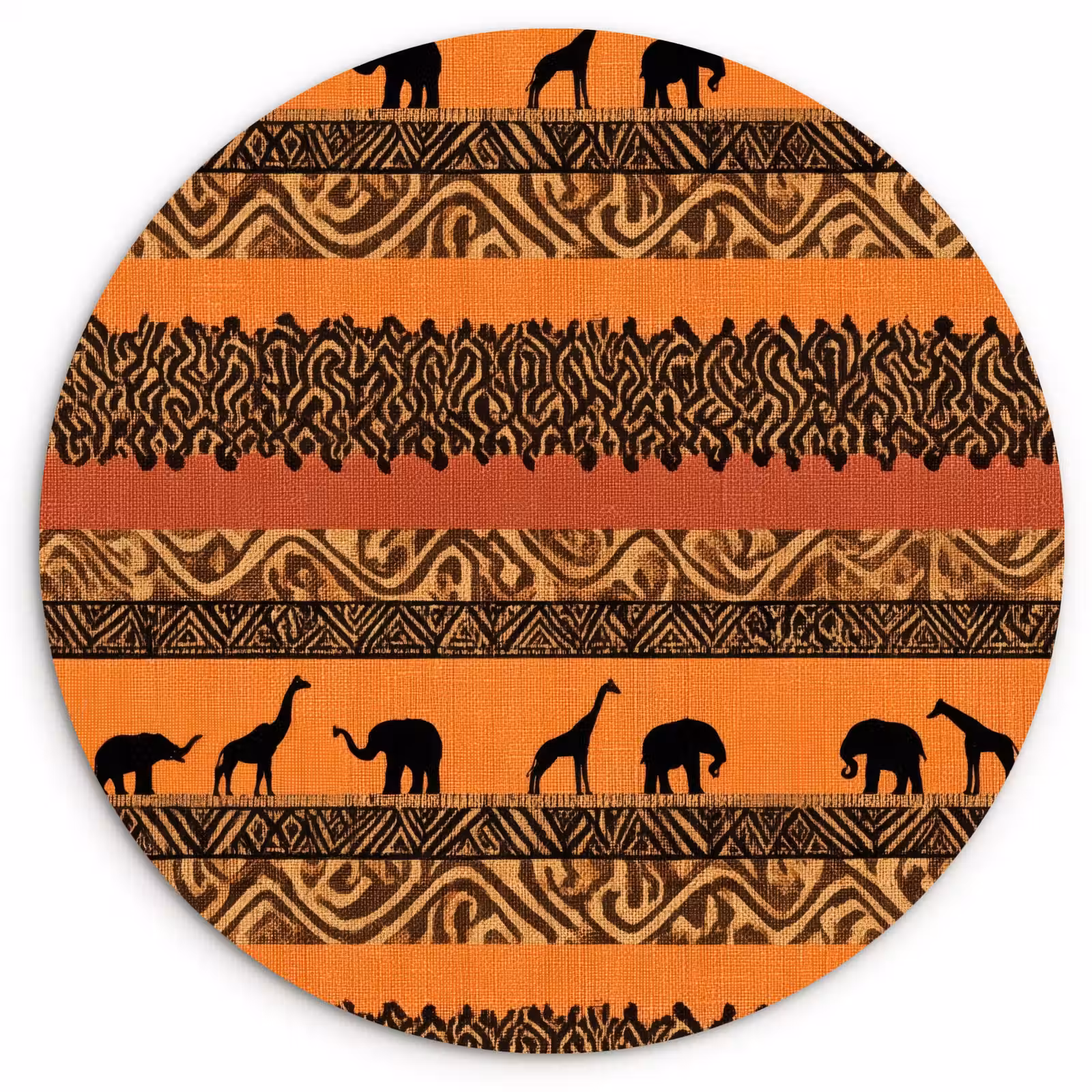 Muurcirkel - Oranje - Safari - Afrikaans - Dieren - Patroon — 1