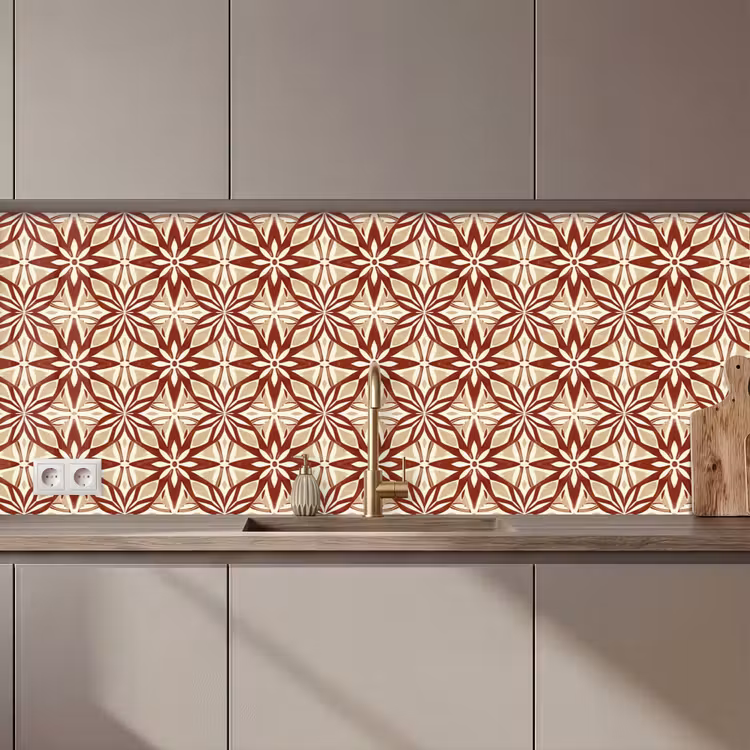 Keuken achterwand - Bordeauxrood - Geometrisch - Tegel - Patroon — 1