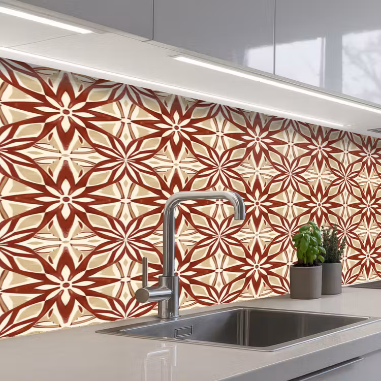 Keuken achterwand - Bordeauxrood - Geometrisch - Tegel - Patroon — 2