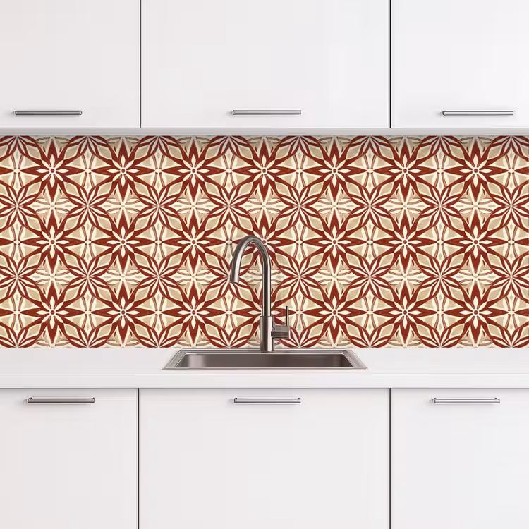 Keuken achterwand - Bordeauxrood - Geometrisch - Tegel - Patroon — 4