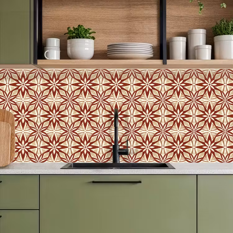 Keuken achterwand - Bordeauxrood - Geometrisch - Tegel - Patroon — 8
