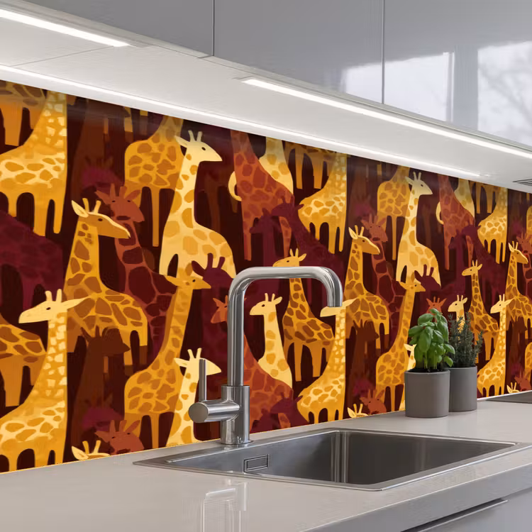 Keuken achterwand - Bruin - Giraffen - Safari - Patroon — 2