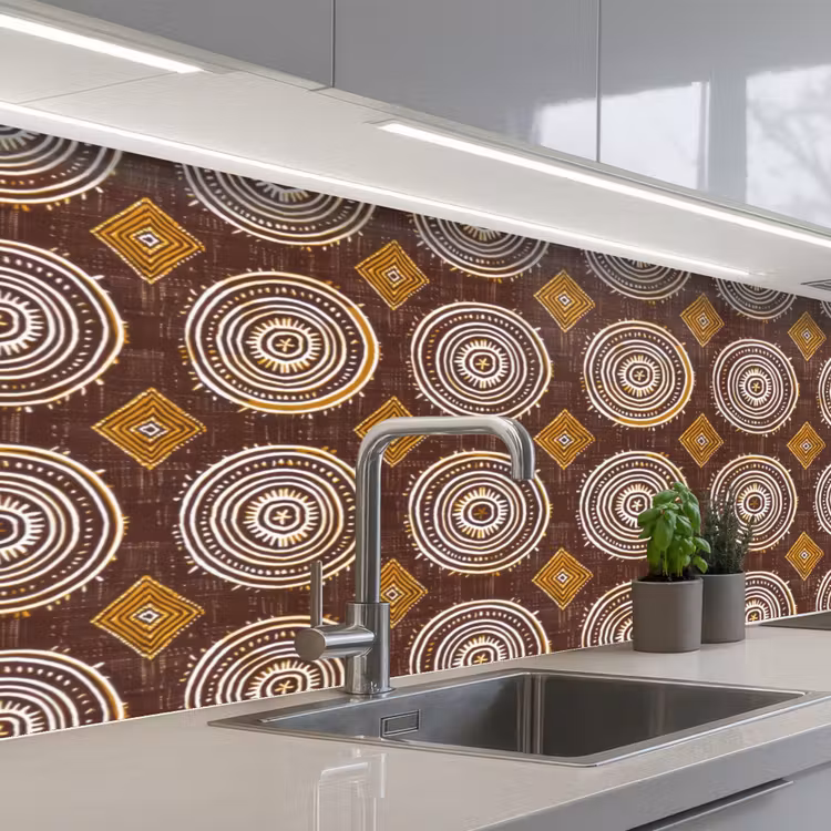 Keuken achterwand - Chocoladebruin - Etnisch - Tribaal - Cirkels - Patroon — 2