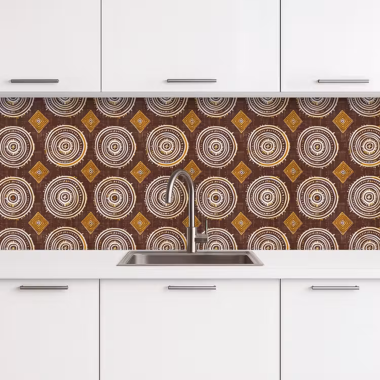 Keuken achterwand - Chocoladebruin - Etnisch - Tribaal - Cirkels - Patroon — 4