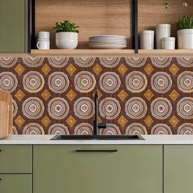 Keuken achterwand - Chocoladebruin - Etnisch - Tribaal - Cirkels - Patroon — 8