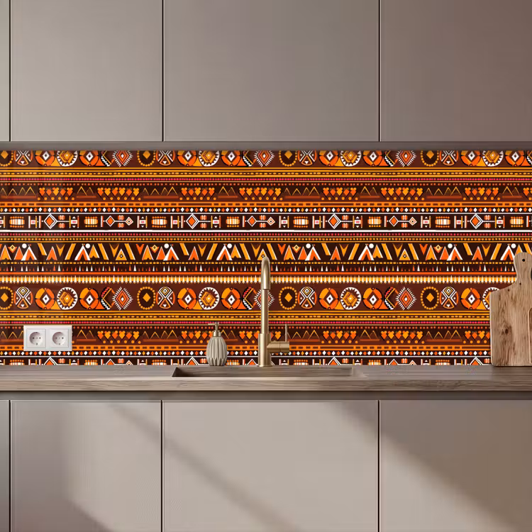 Keuken achterwand - Oranje - Etnisch - Tribaal - Geometrisch - Patroon — 1