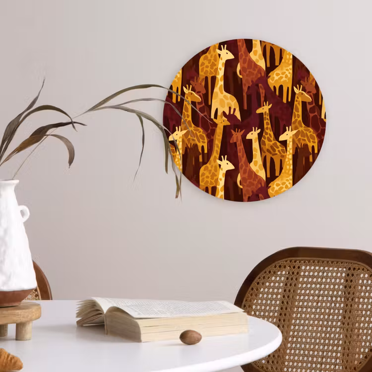 Muurcirkel - Bruin - Giraffen - Safari - Patroon — 4