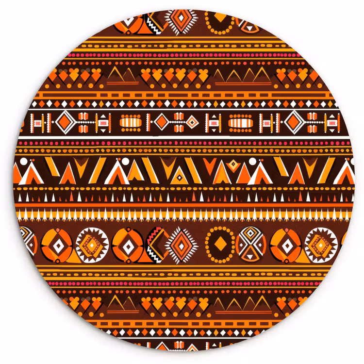 Muurcirkel - Oranje - Etnisch - Tribaal - Geometrisch - Patroon — 1