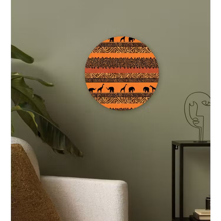 Muurcirkel - Oranje - Safari - Afrikaans - Dieren - Patroon — 3