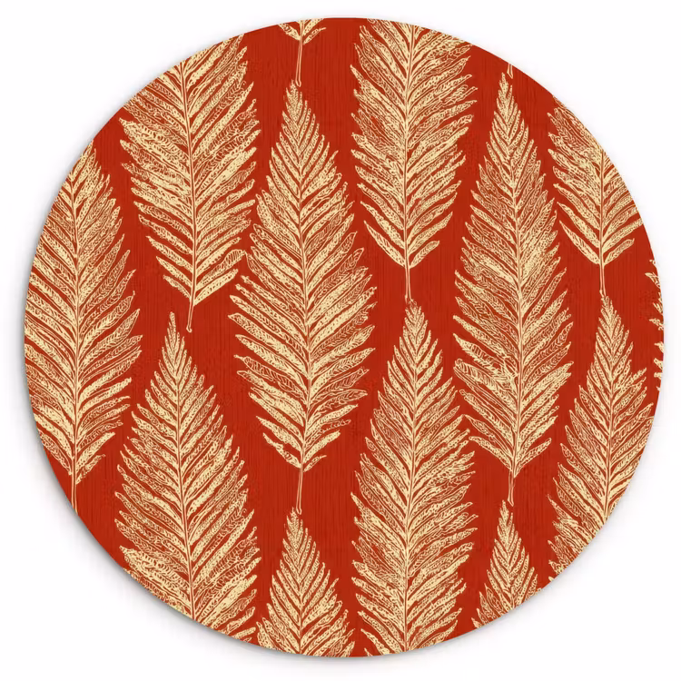 Muurcirkel - Rood - Botanisch - Varen - Patroon — 1
