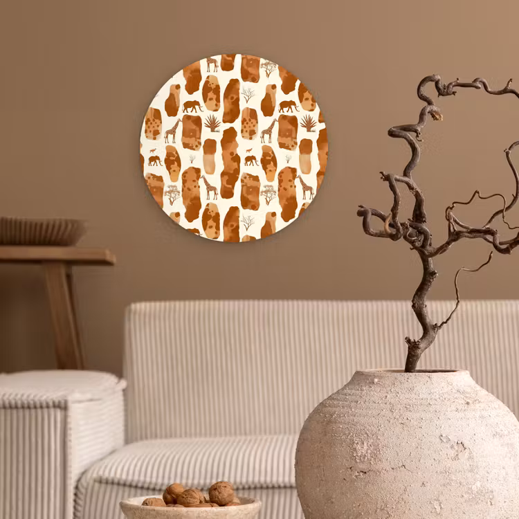 Muurcirkel - Terracotta - Safari - Dieren - Patroon — 2