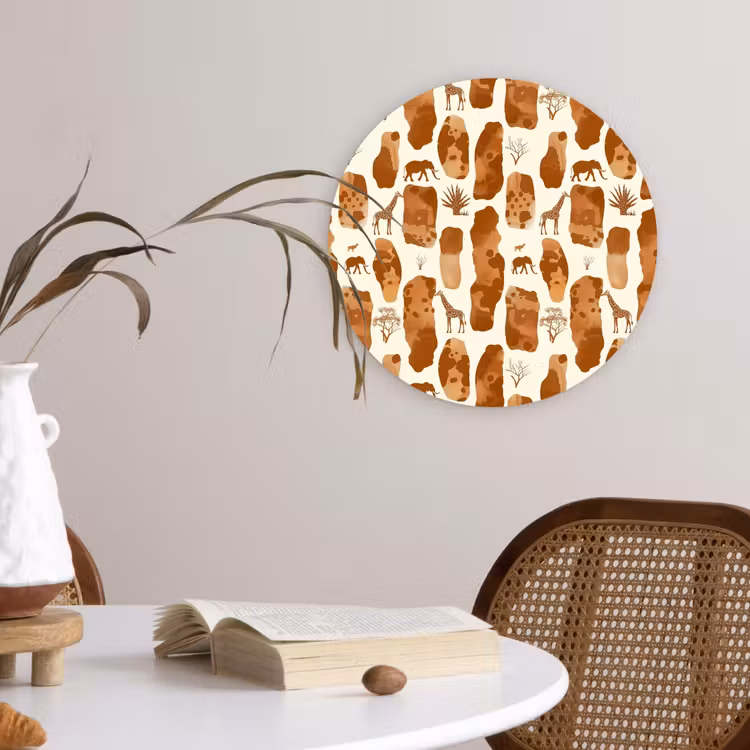 Muurcirkel - Terracotta - Safari - Dieren - Patroon — 4