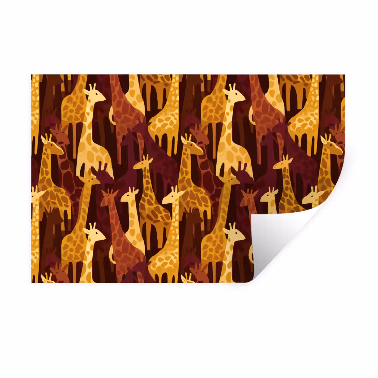 Muursticker - Bruin - Giraffen - Safari - Patroon — 1
