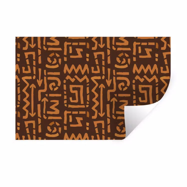 Muursticker - Chocoladebruin - Etnisch - Tribaal - Symbolen — 1