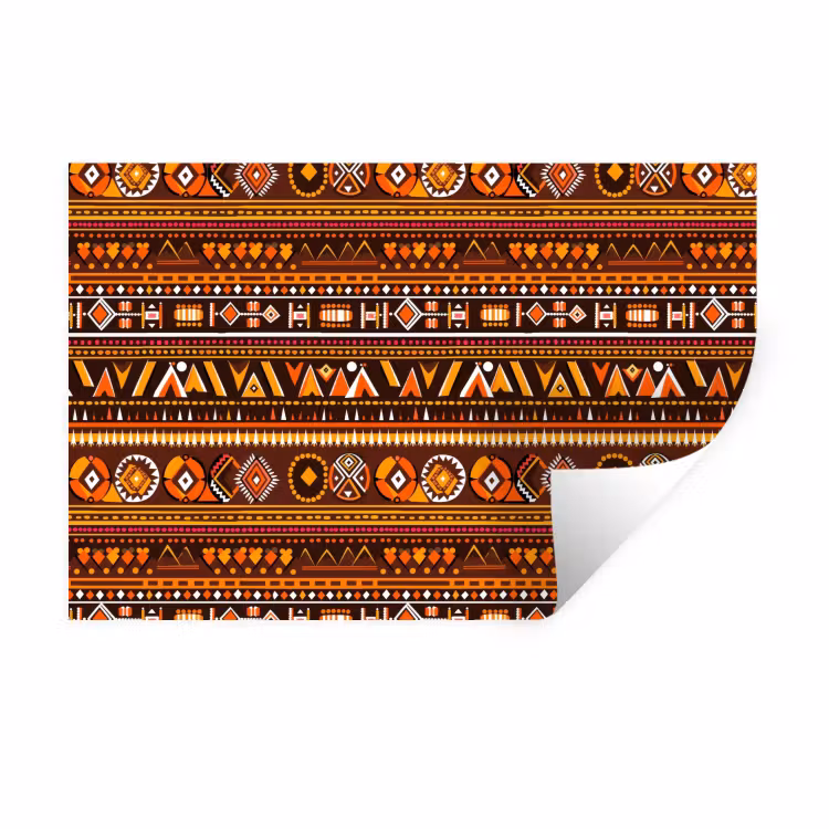 Muursticker - Oranje - Etnisch - Tribaal - Geometrisch - Patroon — 1