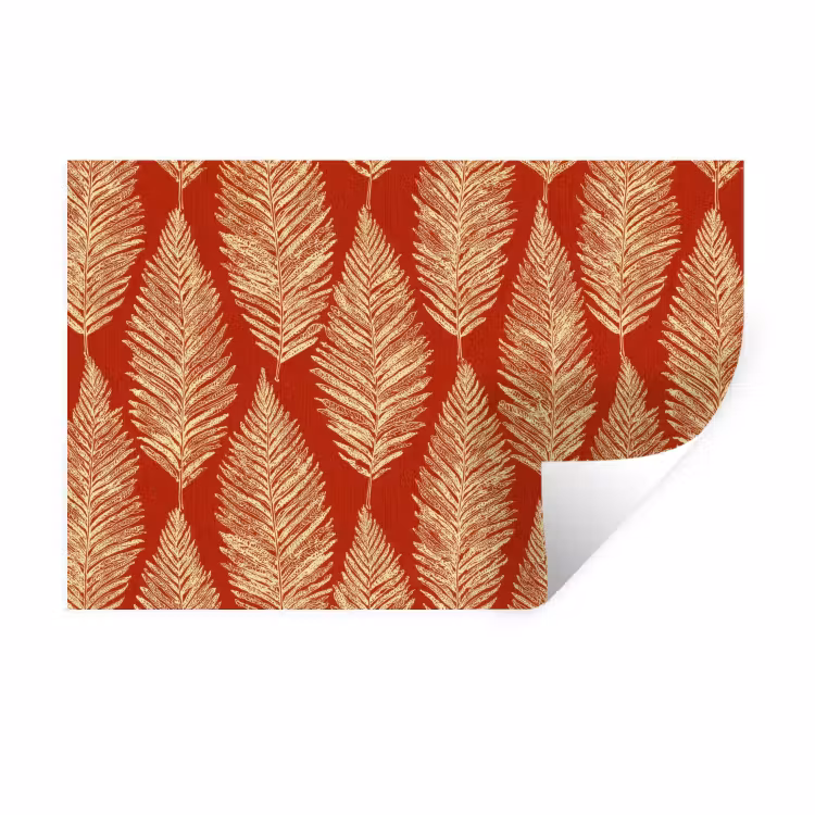 Muursticker - Rood - Botanisch - Varen - Patroon — 1