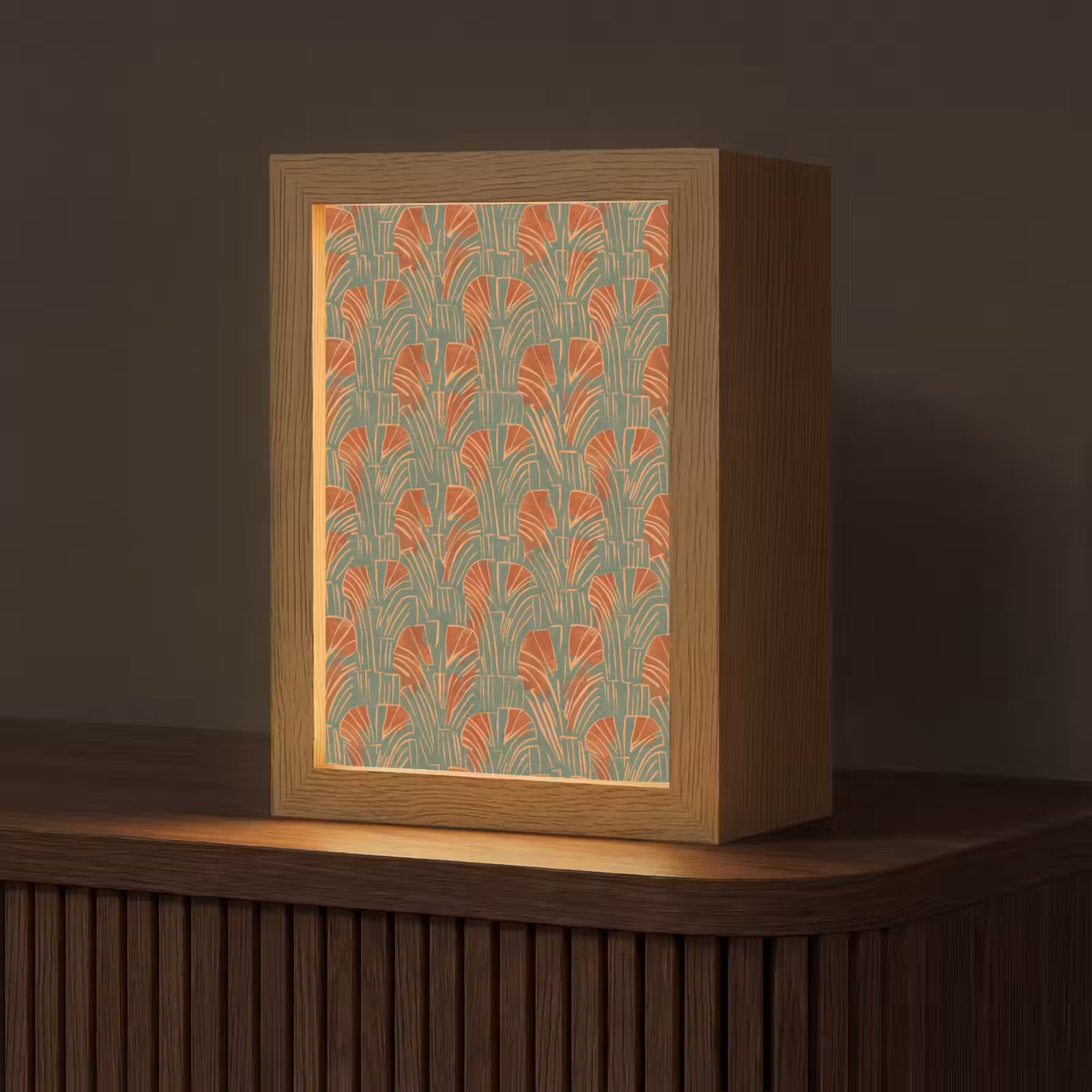 Gepersonaliseerd Lightbox - Groen - Terracotta - Deco - Waaiers — 1