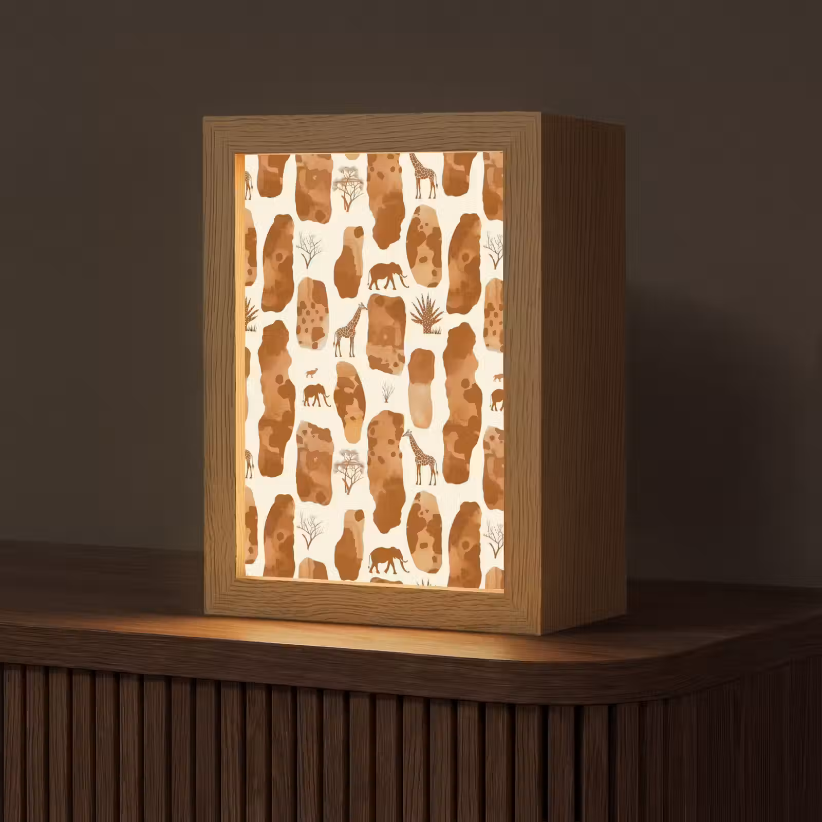 Gepersonaliseerd Lightbox - Terracotta - Safari - Dieren - Patroon — 1