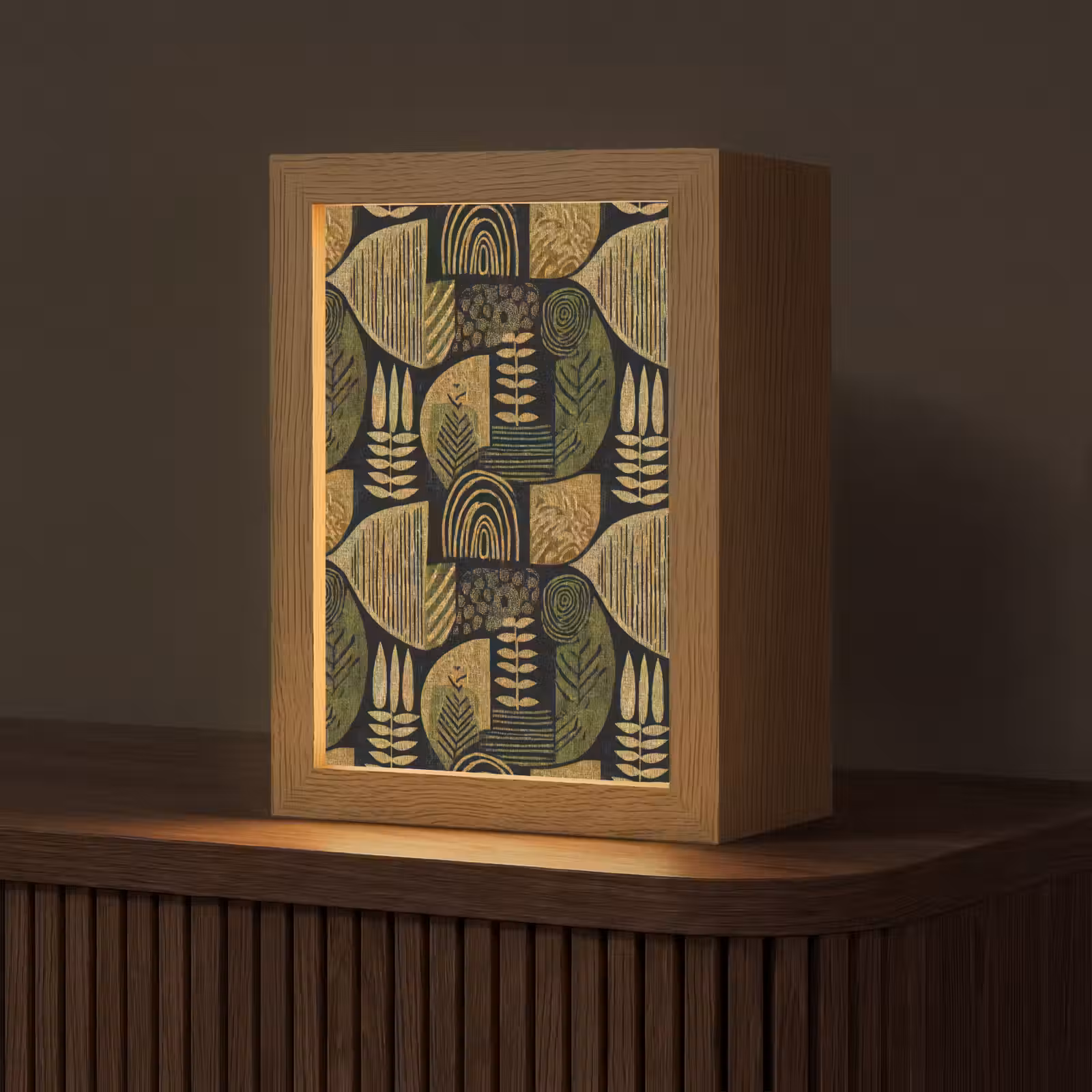 Gepersonaliseerd Lightbox - Zwart - Okergeel - Botanisch - Textuur — 1