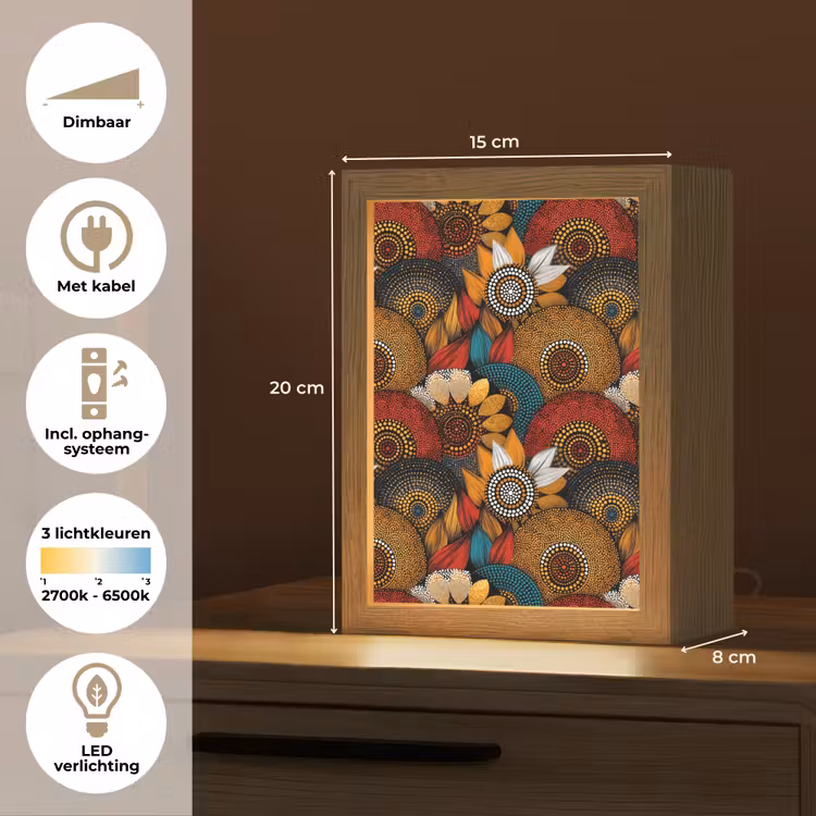 Gepersonaliseerd Lightbox - Kleurrijk - Aboriginal - Dot Painting - Botanisch - Patroon — 7