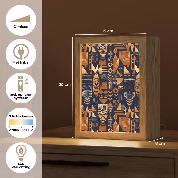 Gepersonaliseerd Lightbox - Nachtblauw - Koper - Tribaal - Maskers — 7