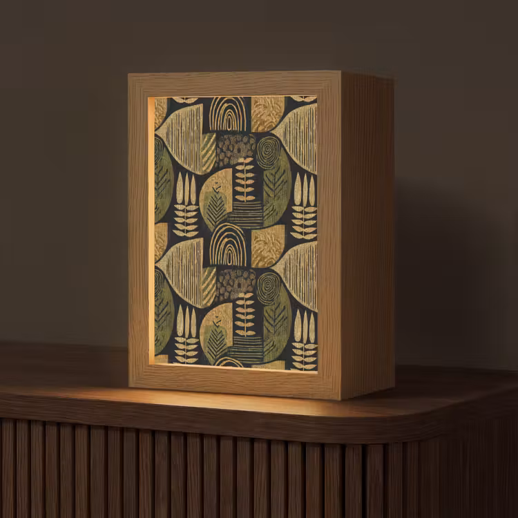 Gepersonaliseerd Lightbox - Zwart - Okergeel - Botanisch - Textuur — 1