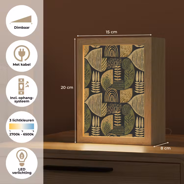 Gepersonaliseerd Lightbox - Zwart - Okergeel - Botanisch - Textuur — 7