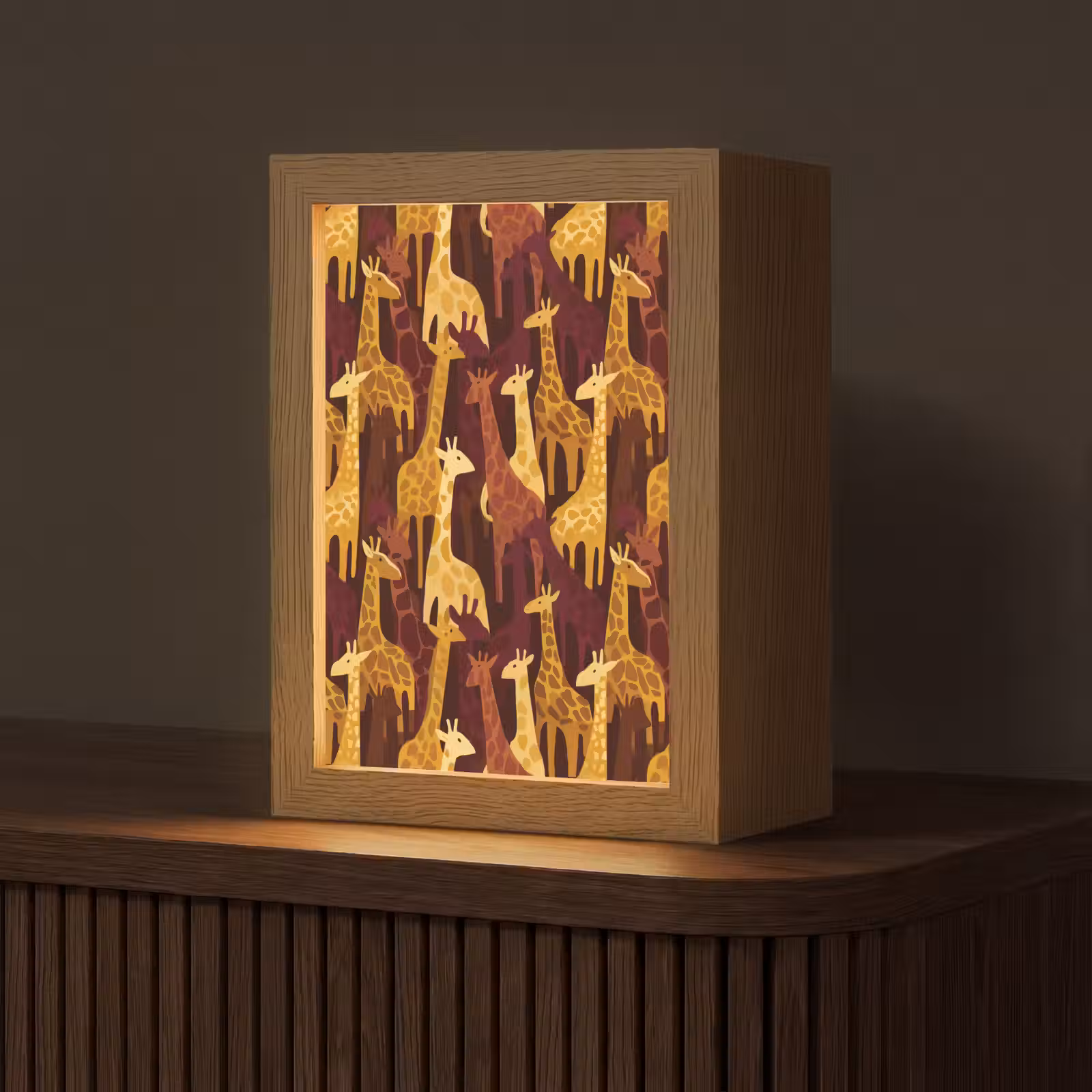 Gepersonaliseerd Lightbox - Bruin - Giraffen - Safari - Patroon — 1