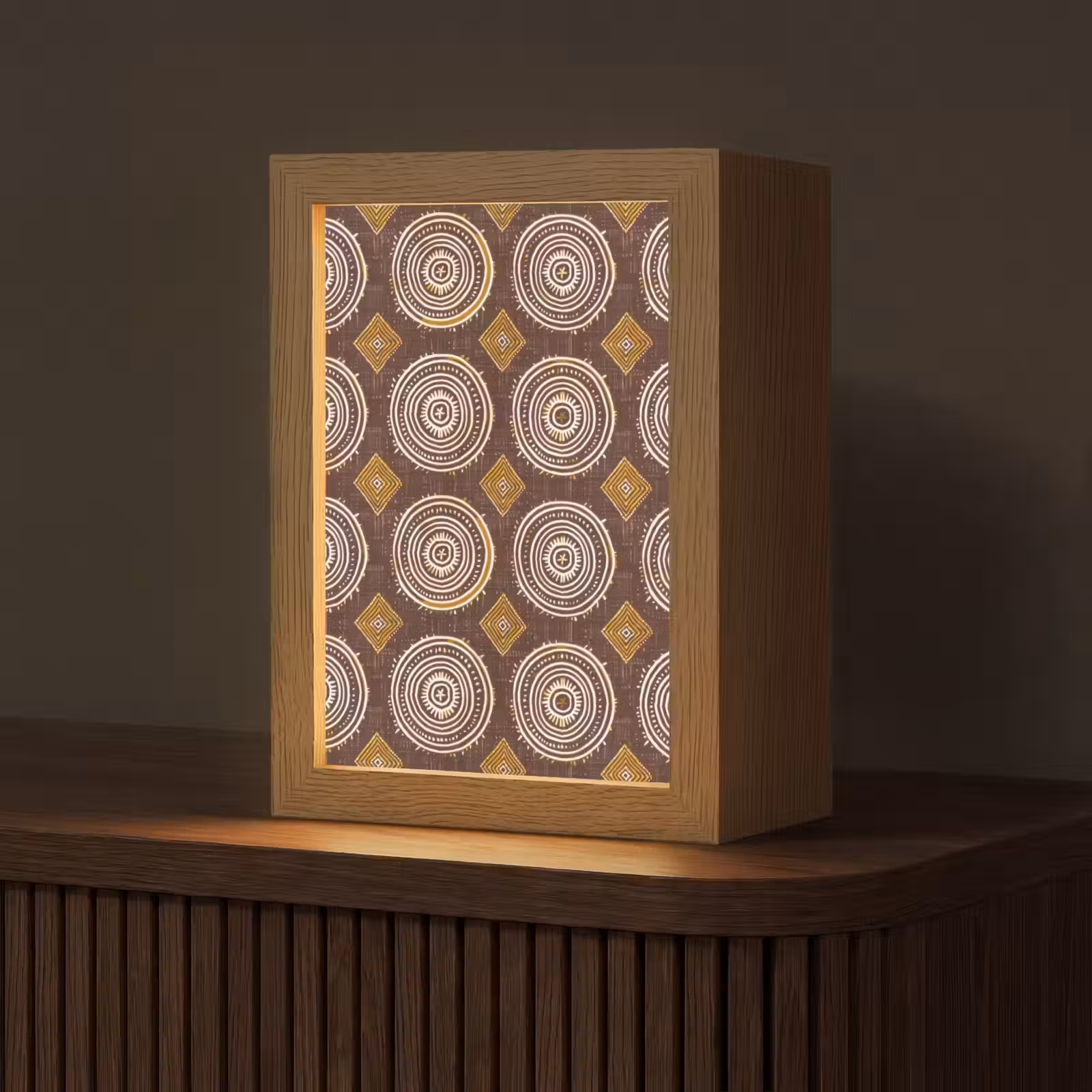 Gepersonaliseerd Lightbox - Chocoladebruin - Etnisch - Tribaal - Cirkels - Patroon — 1